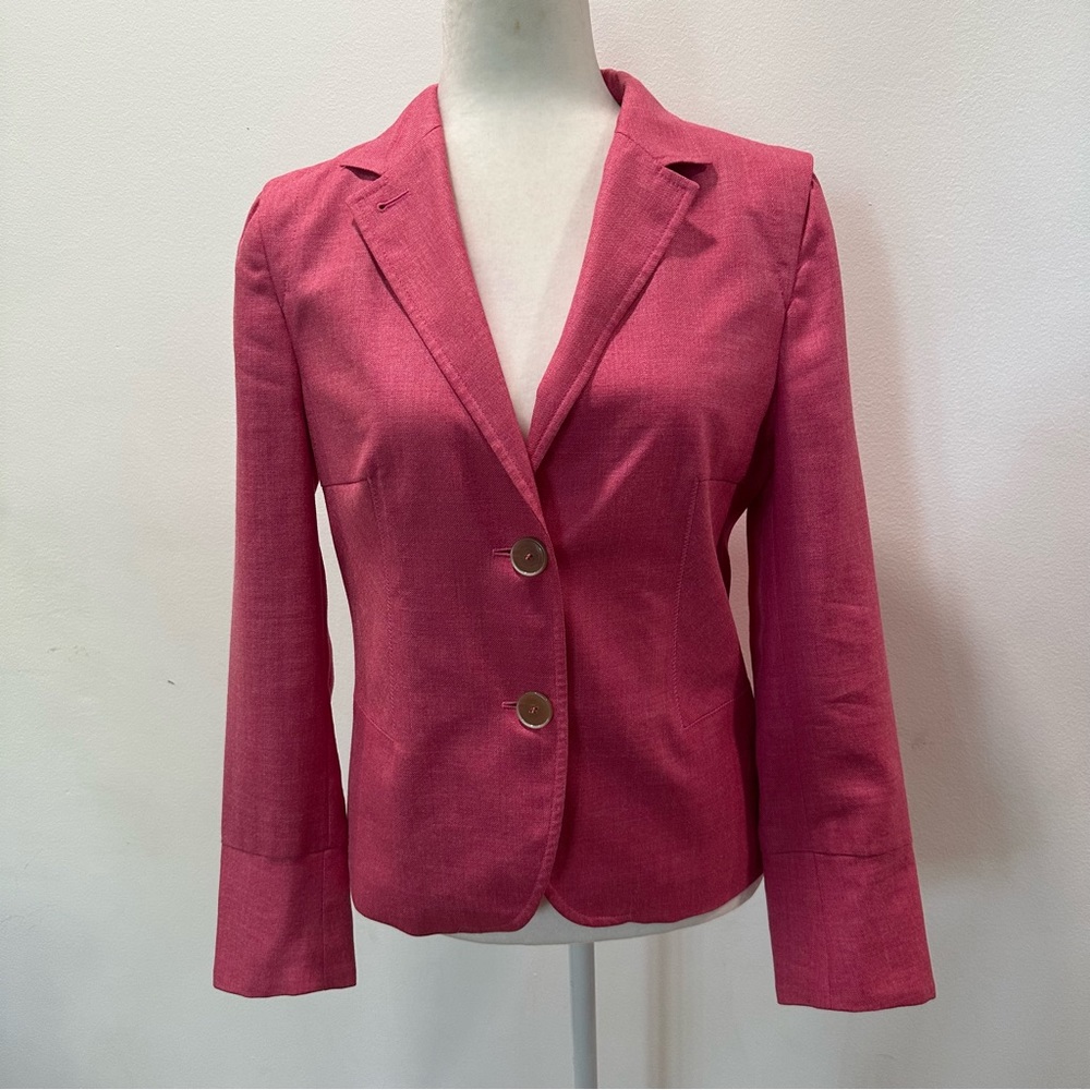 Zanella Platinum Pink Italian Silk Wool Blend 2 Button Blazer Women’s size 8